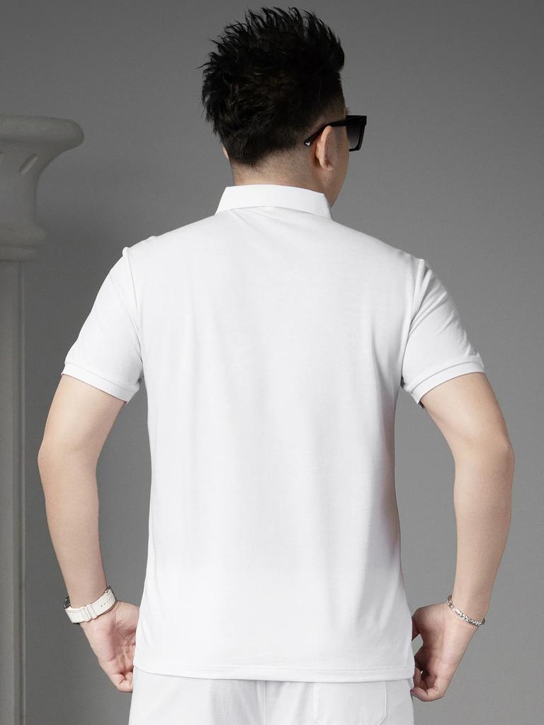 Ozhouzhan 2025 Summer New Trendy Polo Shirt Men's Fashion T-shirt High End Casual Lapel Short Sleeve T-shirt