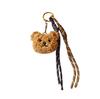 Cartoon Bear Plush Keychain with Heart Pendant 