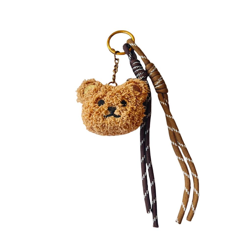 Cartoon Bear Plush Keychain with Heart Pendant 