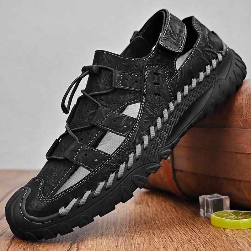 Men's Sport Leather Sandals Outdoor Hiking Closed Toe Water Sandals