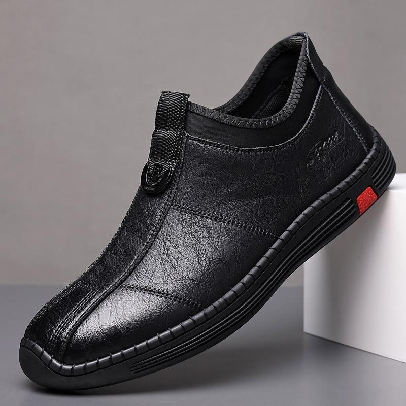 Shoes Men's New Soft-soled Men's Casual Leather Shoes Fleece Warm High-top Simple and Fashionable Men's Shoes