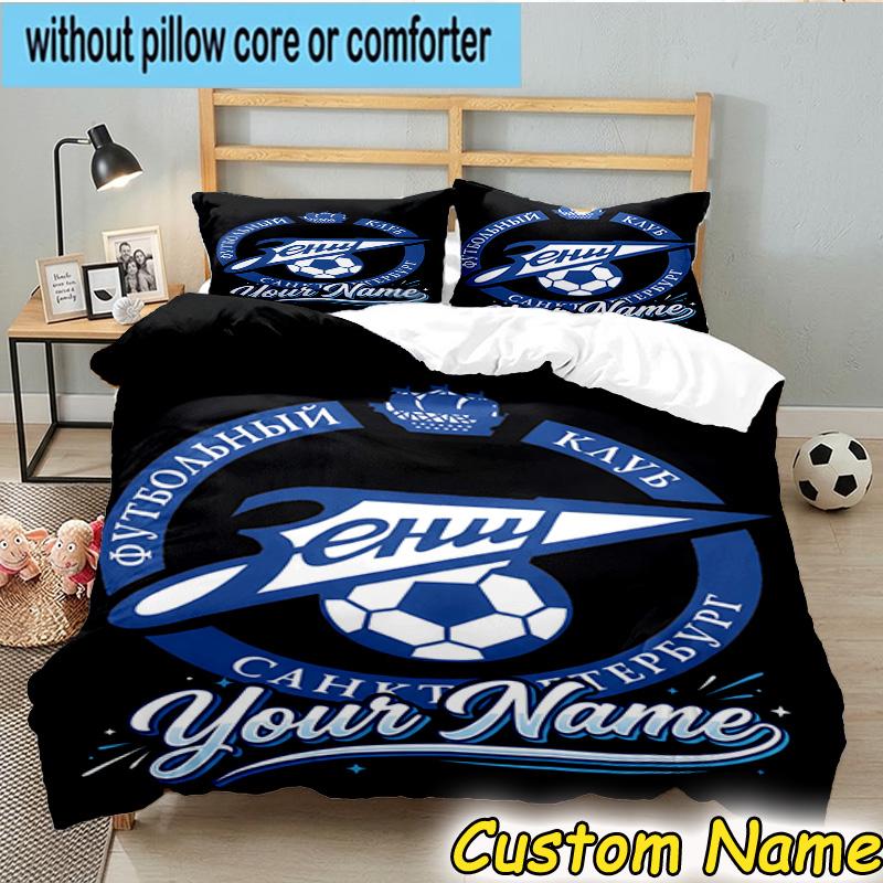 Custom Name Zenit Football Bedding Set 3PCS Duvet Cover Closure Includes 1 Duvet Cover & 2 Pillowcases for All Seasons Bedroom Decor