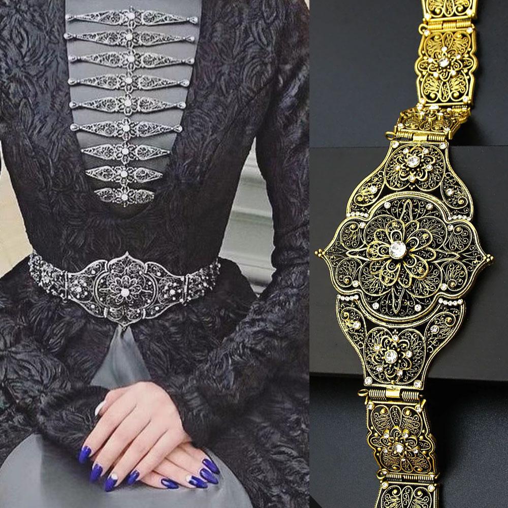 חגורת נשים קווקזיות בצבע זהב כהה פויהסה תכשיטי חתונה לכלה חגורת בטן קפטן ערבי מסורתי גלימה שרשרת מותן אורך מתכוונן