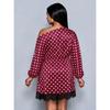 Plus-size Women's One-shoulder Short Skirt with Loose Long Sleeves, Pleated Design for A Slimming Effect, Sexy Hourglass-shaped Dress