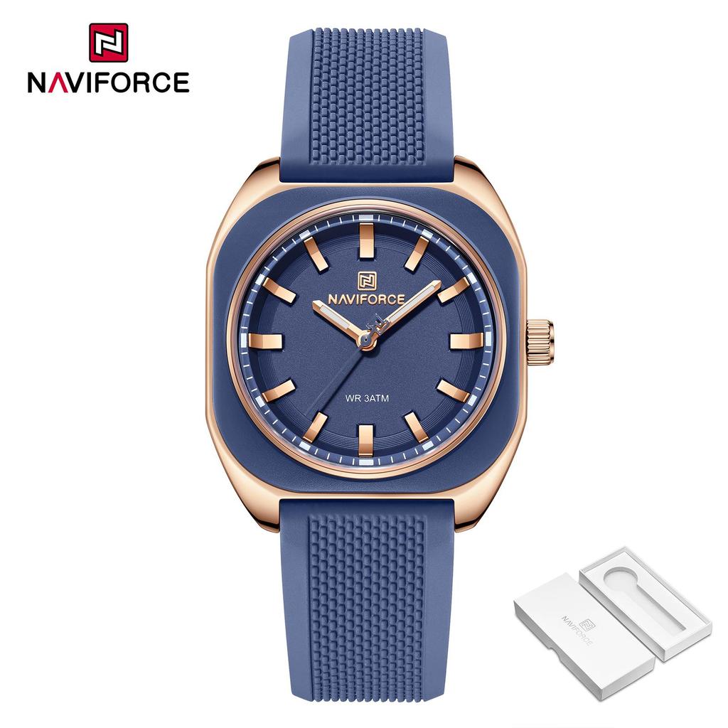 Naviforce Kadın Kız Kuvars Saat Kare Basit Kadran Silikon Kordon Işıklı Akrep Su Geçirmez Günlük Kız Kadın Saati NF5061