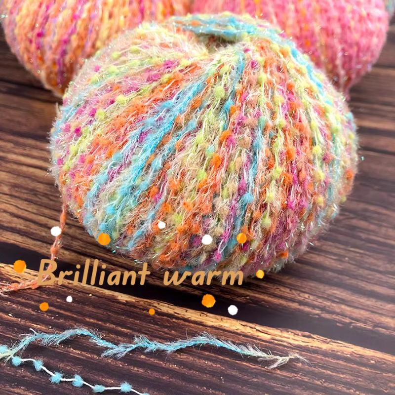 100g/roll Color Dot Segment Dyed Yarn Ball Hand Mixed Bright Silk Bean Thread Blended Knitting Yarn DIY Weaving Material Wiring