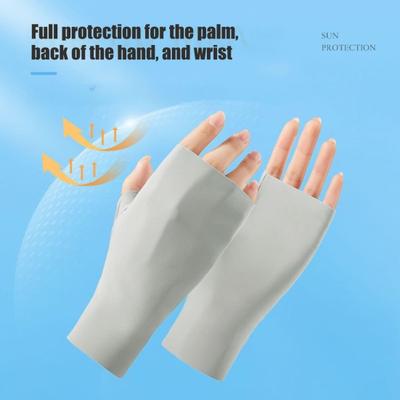 Yousheng UV Protection Gloves, Ultra Thin Fingerless Sun Protection Gloves, Ice Silk Cooling Summer Gloves for Women Driving