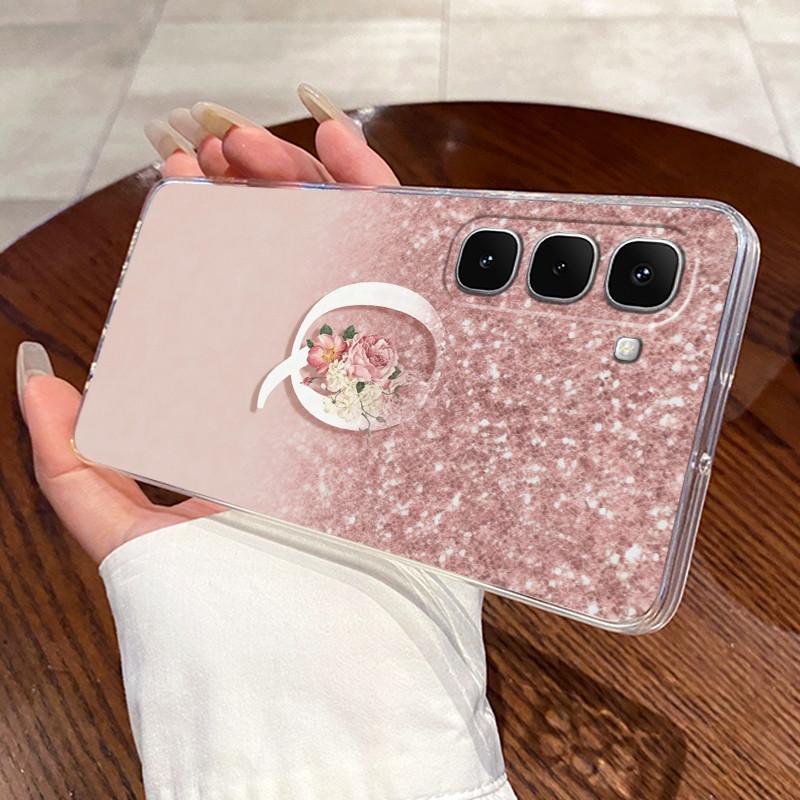 Phone Case For Infinix Hot 70 Jelly Clear TPU Anti-scratch Soft Casing Fashion A to Z Lucky Letter Flower Pattern Couple Shell