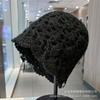 Spring and Autumn Hollow Double Layer Cotton Thread Handmade Crochet Baotou Hat Female Elegant Retro Sweet Decorative Knitted Cold Hat