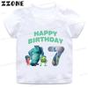 Monsters Inc University Print Cartoon Girls Clothes 1 2 3 4 5 6 7 8 9 Years Birthday Kids T shirt Baby Boys Children T-Shirt