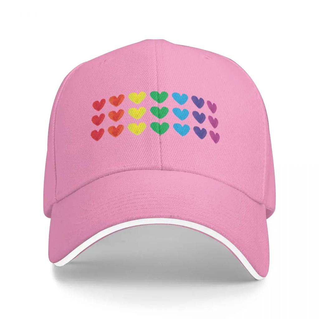 Rainbow Hearts Horizontal Stripes Baseball Cap Luxury Cap Hat Unisex Luxury Military Cap Unisex Vintage Unisexs Hats Womens