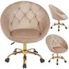 Poltrona Elevatória Elegante Giratória Veludo Com Rodas Rundo Bege Jumihome