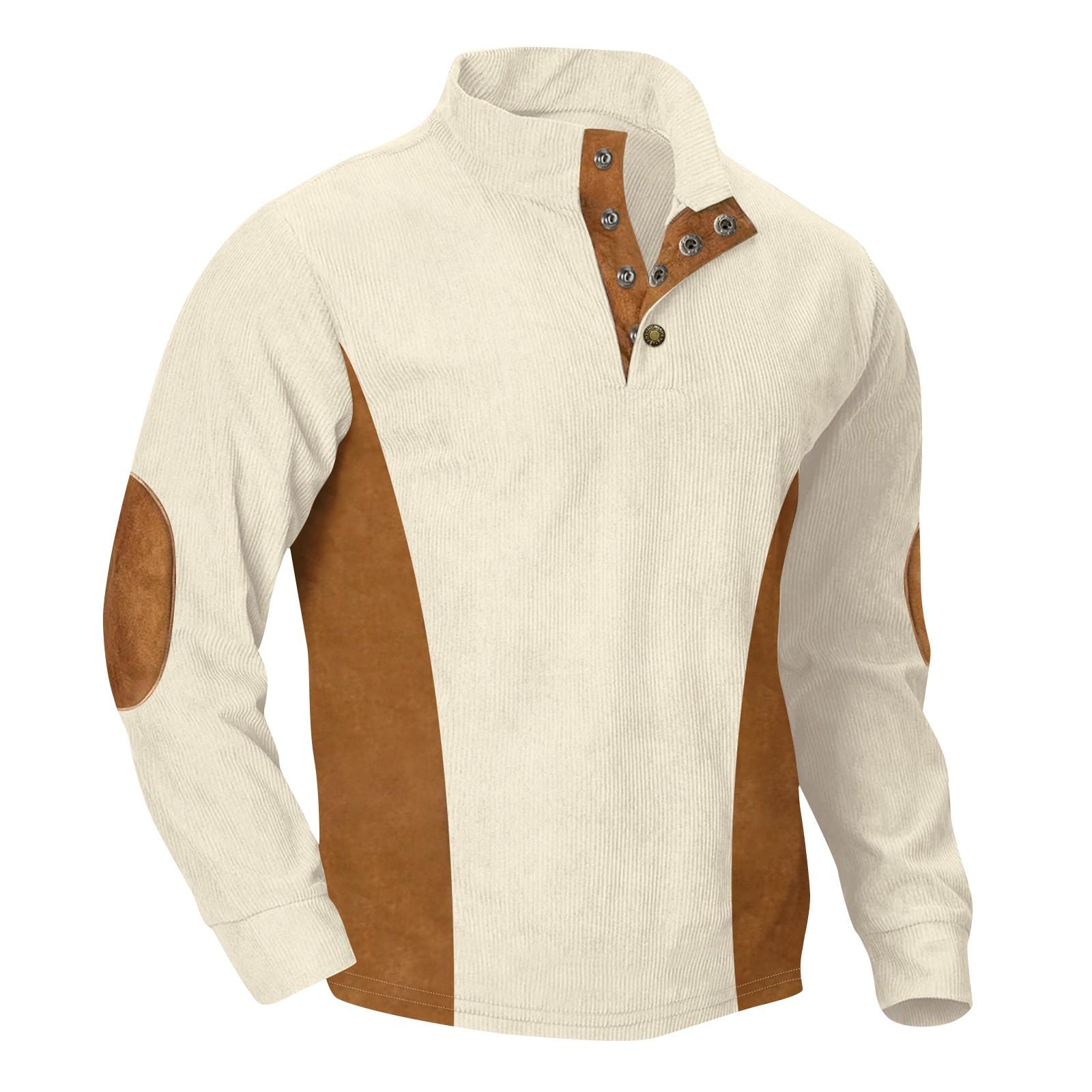 

Men s Casual Stand Up Collar Long Sleeved Corduroy Sweatshirt With Stripe XL хаки