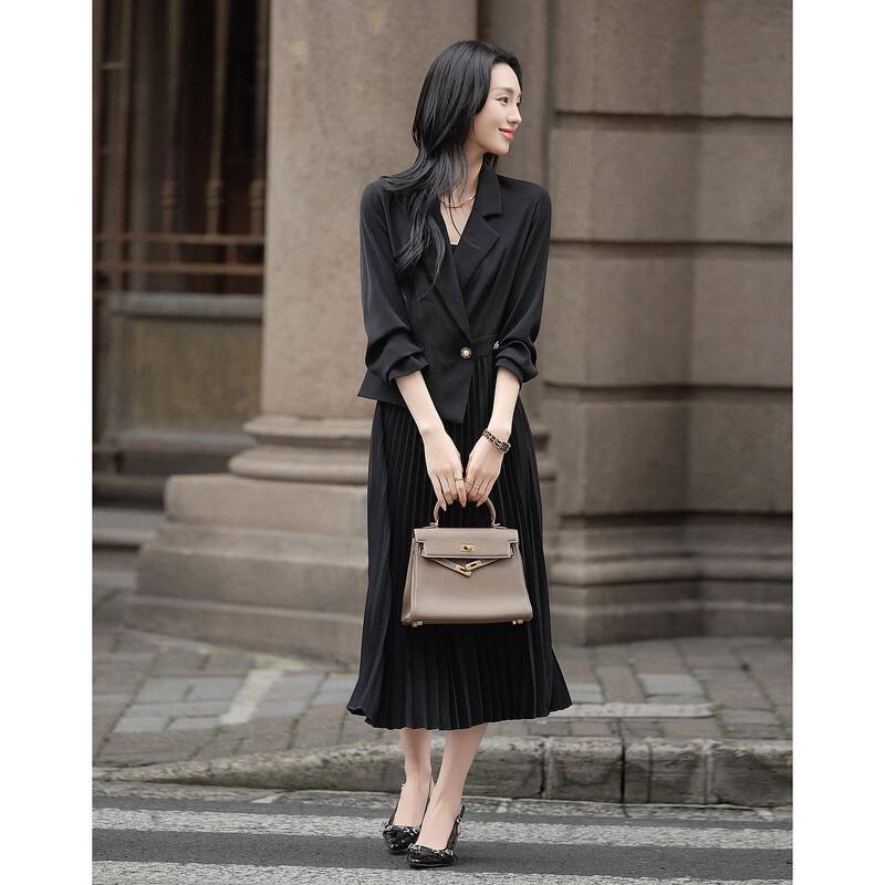 Elegant Commuter Asymmetric Pleated Blazer Dress