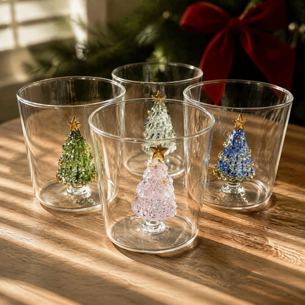 Heat-resistant 3D Christmas Tree Built-in Glass Cup Transparent Christmas Gift  Gift Giving