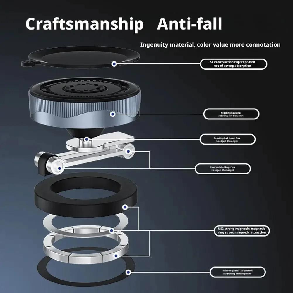 360 Degree Rotatable & 15W Wireless Charger Vacuum Suction Magnetic Car Phone Holder Car GPS Navigation Mount