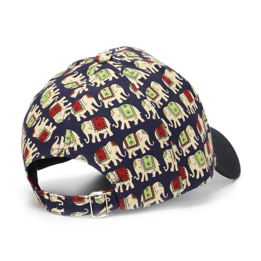 Fashion Hat New Spring and Autumn Elephant Printed Baseball Cap Men and Women Plaid Cap Cartoon Pattern Fashion Hat