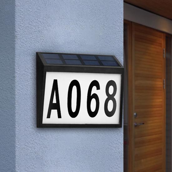 Solar House Numbers Light LED Illuminated Waterproof Address Sign Easy Installation Solar-Powered Lighting Doorplate for Front Door
