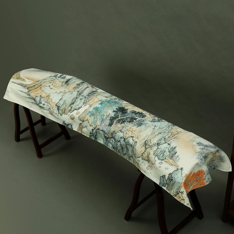 163-165cm Chinese Ancient Style Elegant Guzheng Cover Dust Cover Edge Classical Literary Piano Organ Keyboard Furniture Cover