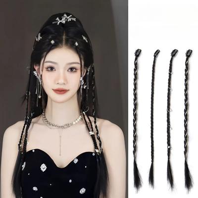 2 adet Sentetik Peruk Örgüler Klip Saç Örgü Saç Uzantıları Aksesuarları Yüzükler Dreadlocks Hip-Hop Saç Halat Tinsel