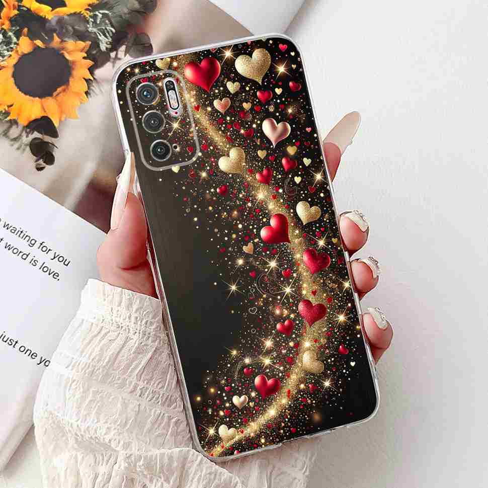 For Redmi Note 10 5G Case Fashion Rose Bow Soft Silicone TPU Back Cover For Xiaomi POCO M3 Pro 5G 6.5" Shockproof Phone Cases