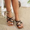 Fashion New Popular Women Slipper Woman Summer Flats Heel Roman Shoes Low Heels Sandals Footwear Women's Gladiator Open Toe Beach Ladies