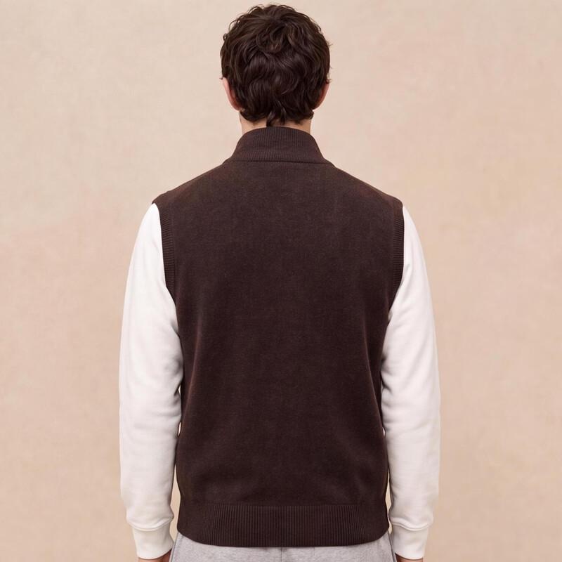 JOW Men's Premium Wool-Cashmere Blend Stand-Collar Sleeveless Vest