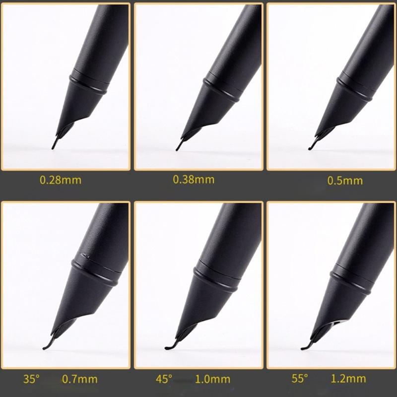 Smooth Writing Pen Business Pen Metal Fountain Pen Bent Nib Calligraphy Pen Stationery Pen Gift for Student Teacher