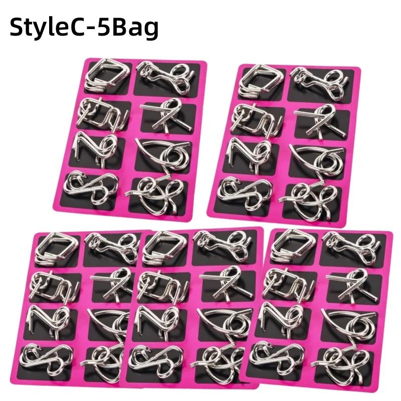 8Pcs/Set Metal Unlock Puzzle Toy Brain Teaser Rings for Adults Office Party IQ Logic Game Stress Relief Gift Box Fidget Tool