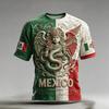 Men's National Team Support T Shirt Mexico Soccer Fan Jersey Short Sleeve Casual Football Top with Printed Design and Flag Patch