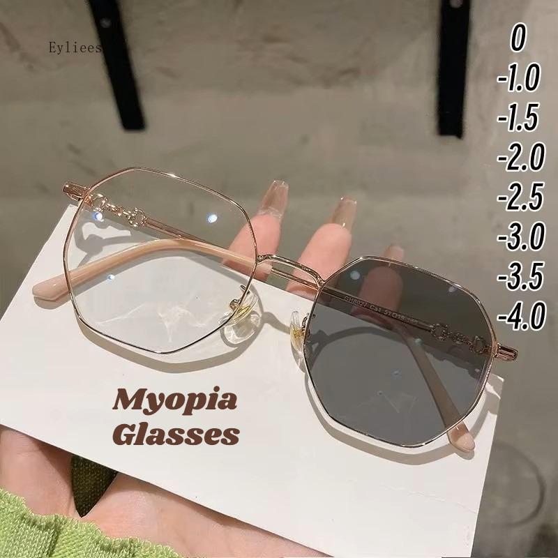 Lüks Moda Fotokromik Miyopi Gözlük Açık Renk Değişen Güneş Gözlüğü Unisex Trendy Eksi Reçete Diyoptri Gözlük