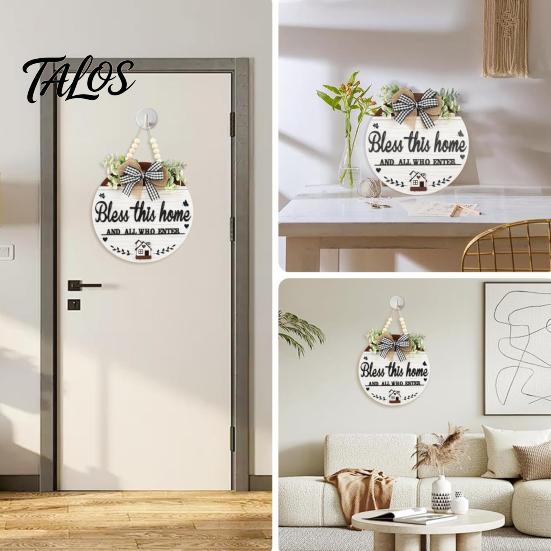 Rustic Farmhouse Door Hanger Welcome Sign for Front Porch, Round Wooden Hanging Handcrafted Plaque, Hanger, Thoughtful Gifts Neighbors Wreath