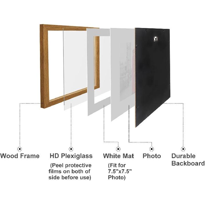 Рамка для фотографий 12x12, для демонстрации фотографий 8x8 с паспарту или фотографий 12 x 12 без паспарту, квадратные деревянные рамки для фотографий для настенного монтажа