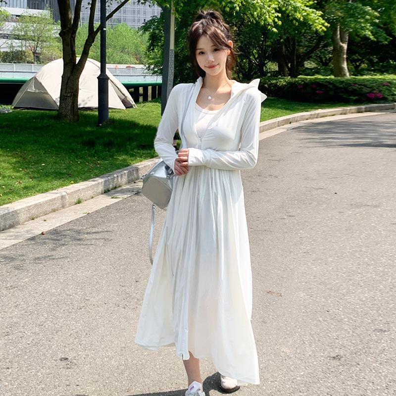 Long sunscreen clothes women's 1011 summer new dress UV protection full body sunscreen clothes ice silk long dress blouse