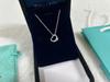 Collar con Colgante de Corazón de Plata de Ley 925 para Mujer Familia T con Diamantes y Esmalte, Cadena Clavicular Azul Clásico, Colgante para Mejor Amiga