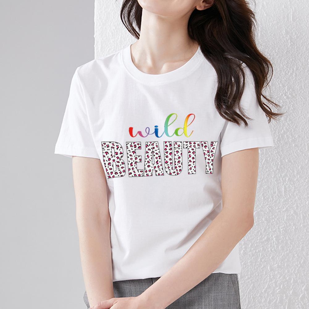 Klasické triko Street Trend Slim Dámské Univerzální Tiger Leopard Potištěné Neformální Výstřih do O Pohodlné Prodyšné Top s krátkým rukávem