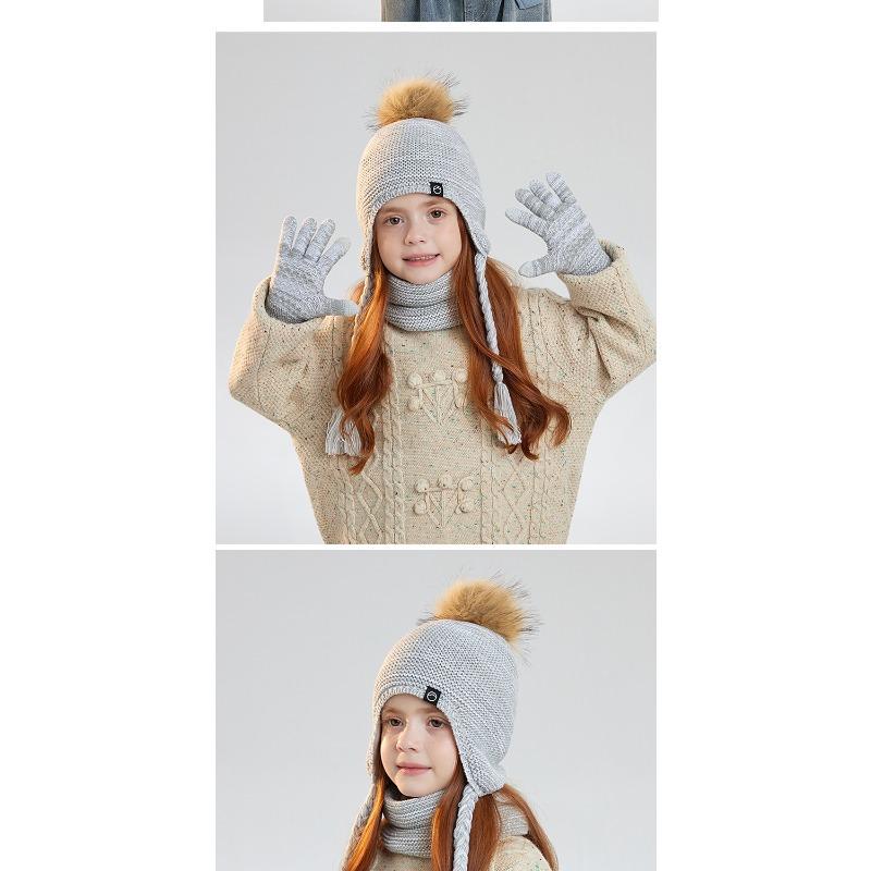 Winter Boys and Girls Baby Children's Hat, Scarf, Gloves, Three Piece Set, Outdoor Velvet Warm Ear Protection, Knitted Yarn Hat