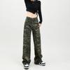 Trend camouflage tooling washed pants women's 2025 summer street hip hop loose wide-leg casual jeans