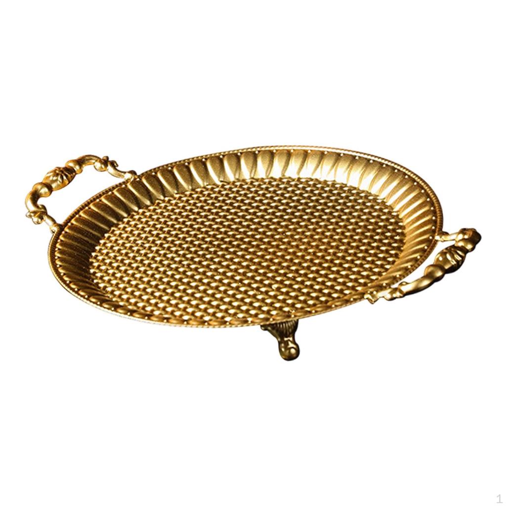 Fruit Plate Appetizer Platter Countertop Elegant Metal with Handles Serving Tray for Dinner Snacks