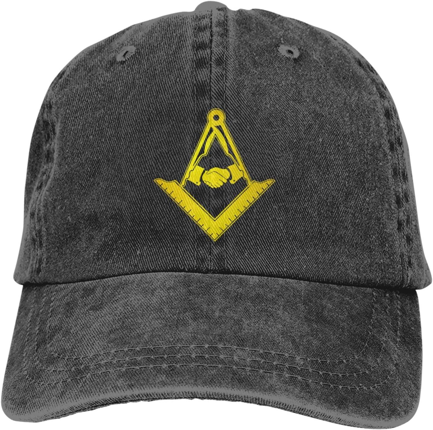 

Masonic Square and Compasses Vintage Washed Baseball Cap Distressed Cotton Casual Adjustable Hat Can Be Adjusted сірий