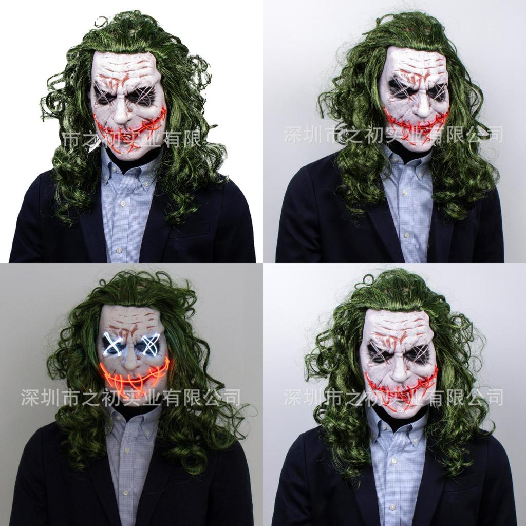 Dark Knight Batman Joker Latex Mask Wig Halloween Horror Prop