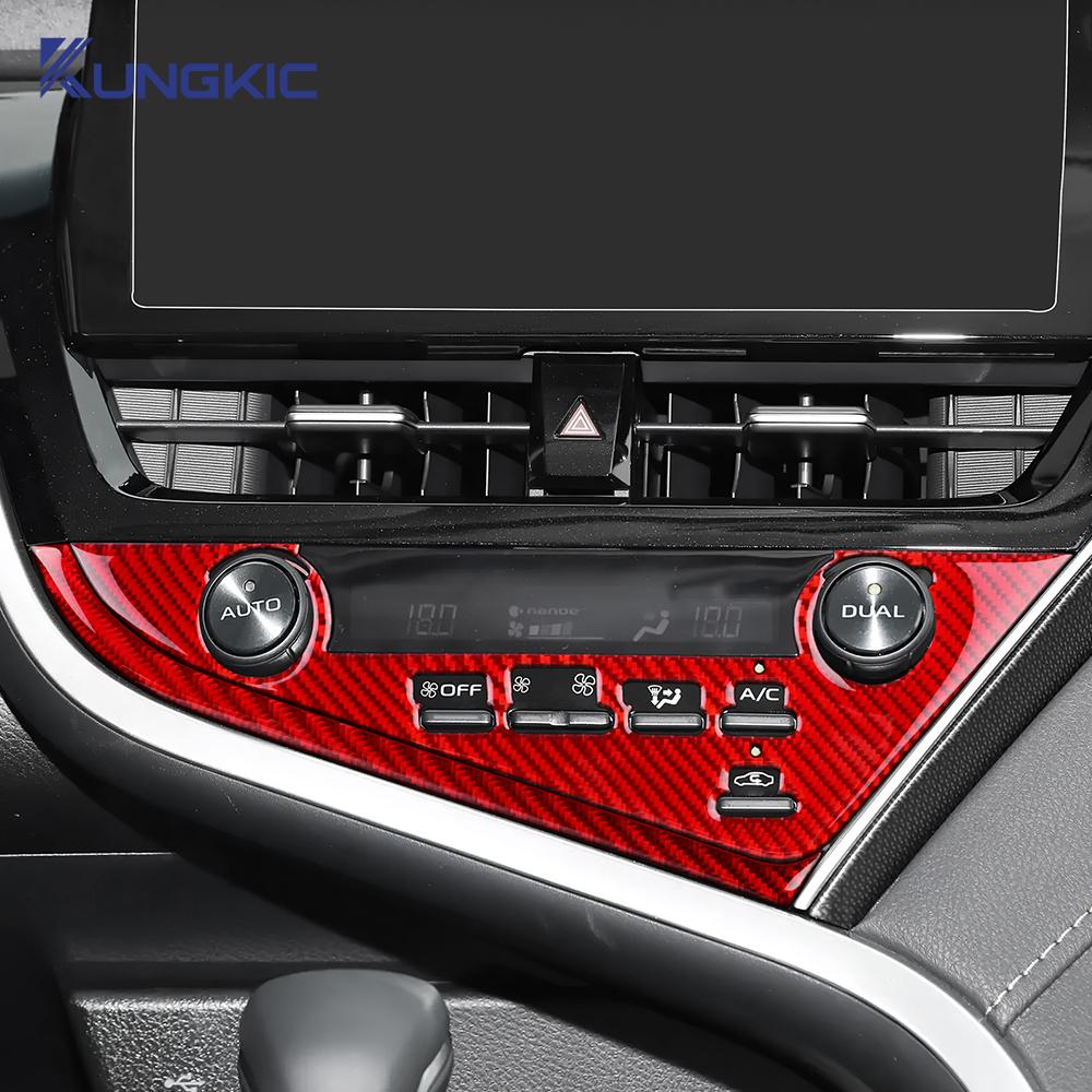 Real Soft Carbon Fiber For Toyota Camry 2018 2019 2020 2025 2025 LHD Car Central Control Button Frame Interior Trim Accessories