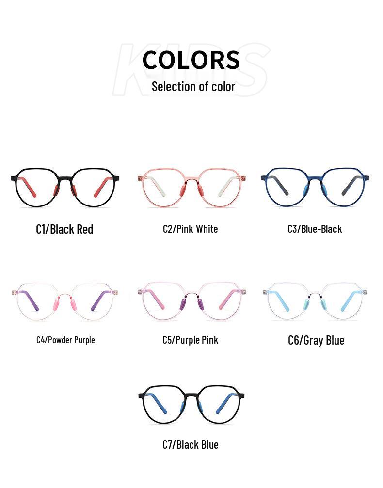 Children's Anti-Blue Light Polygon Glasses, No Prescription, TR90 Frame.