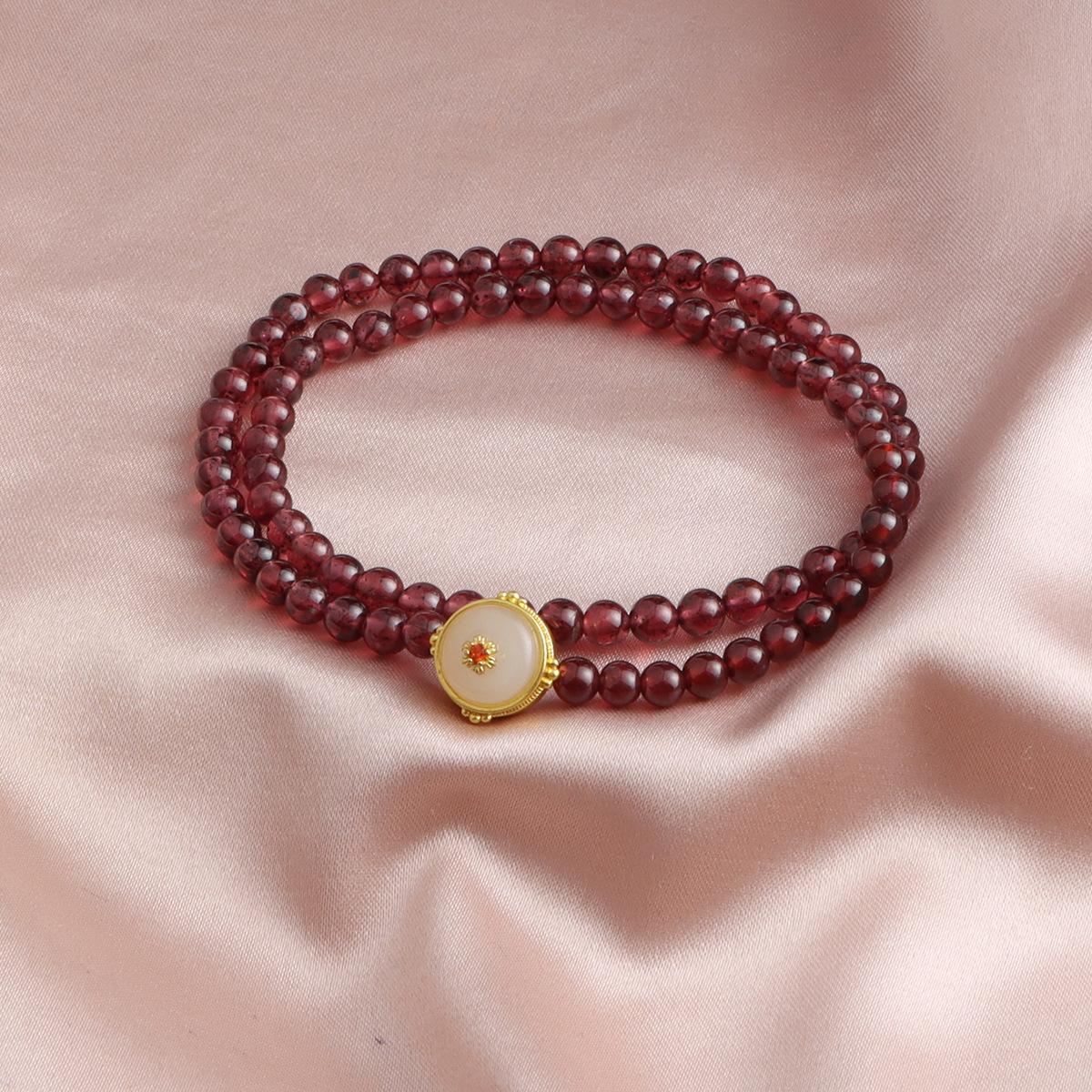 Garnet cat double circle bracelet garnet bamboo double circle bracelet fashionable simple dopamine