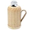 1pcs Bamboo Woven Cover Glass Kettle Retro Thermal Bottle Heat Preserving Water Dispenser For Home Office Use Hand-Made