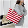 New Striped Large Capacity Shopping Bag Compilation Tote Bag