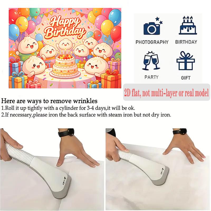 Relax Baozi Birthday Banner, Cute Steamed Bun Backdrop Wall Decor for Party