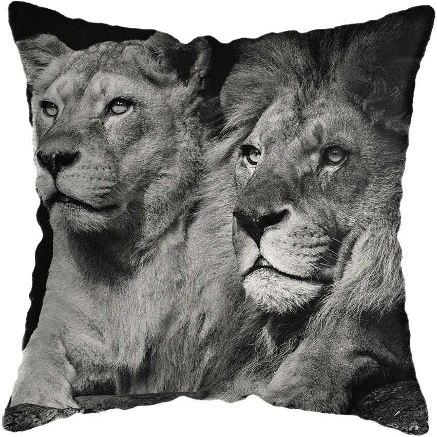 45x45cm Wild Animals Lions Tigers Cushion Cover Pillow Case Decorative Wild Animals Lions Pillow Cover Sofa Chair Pillow Case