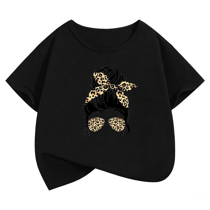 Fashion Leopard Print TShirt Printed T Shirt Girls Summer Clothes Short Sleeve Tops TShirts Cute Streetwear Clothing