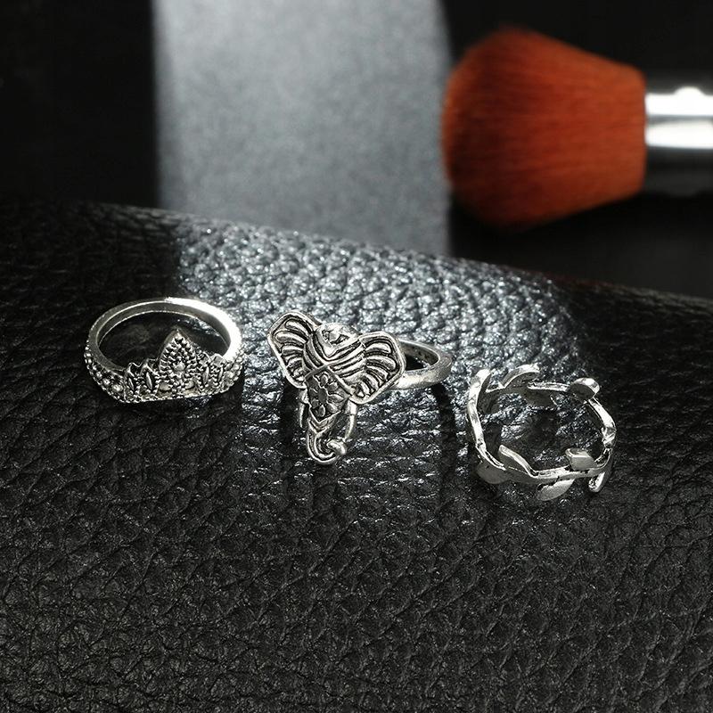 Silver Retro Punk Boho Ring Set 74